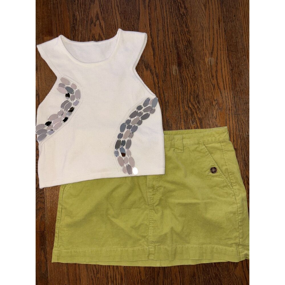 Green corduroy mini skirt